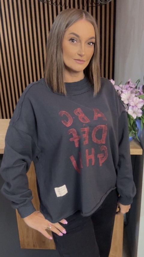 Bluza Oversize „Art Letters” - Grafit