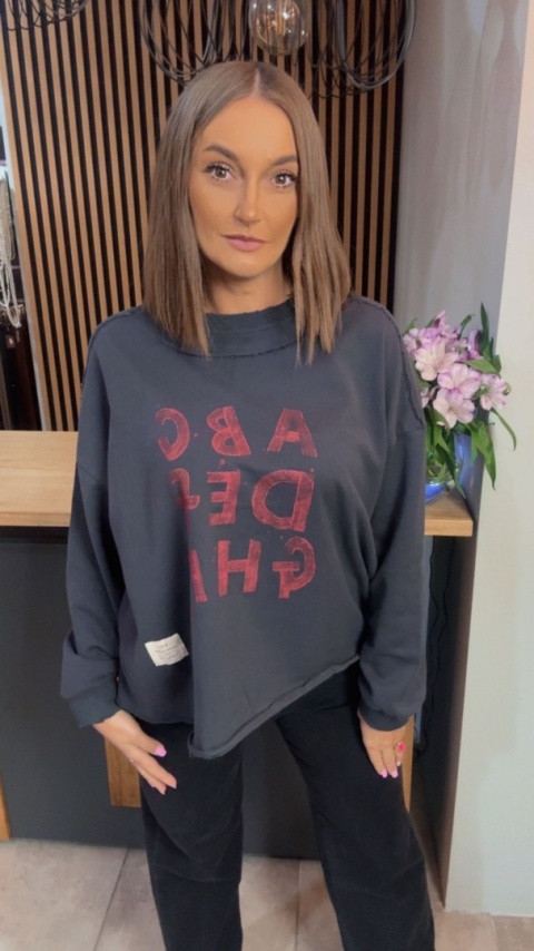 Bluza Oversize „Art Letters” - Grafit