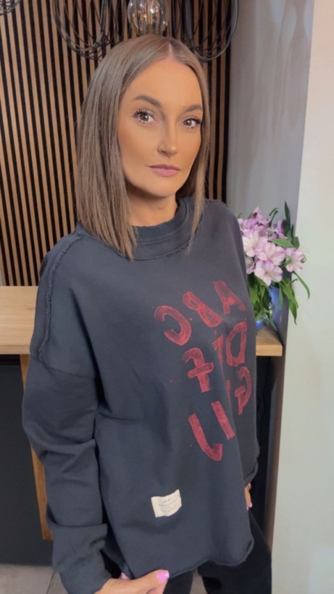 Bluza Oversize „Art Letters” - Grafit