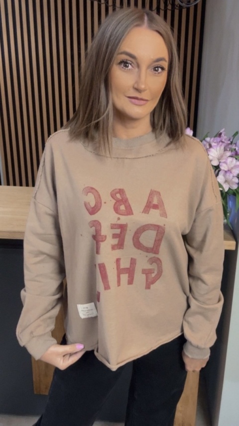 Bluza Oversize „Art Letters” - Ciepły Beż