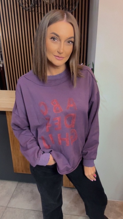 Bluza Oversize „Art Letters” - Fiolet