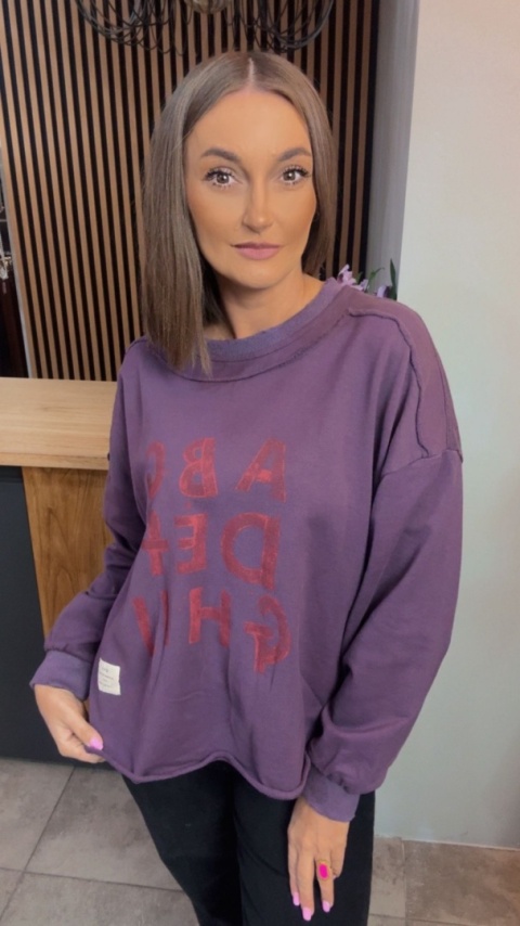 Bluza Oversize „Art Letters” - Fiolet