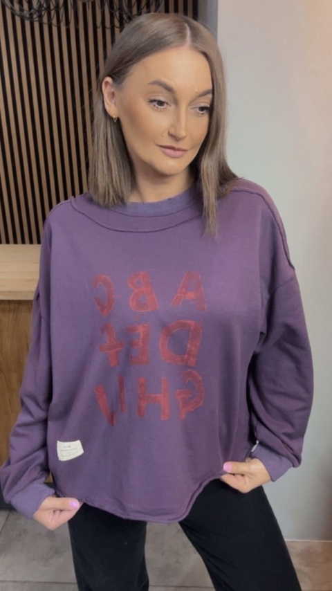 Bluza Oversize „Art Letters” - Fiolet
