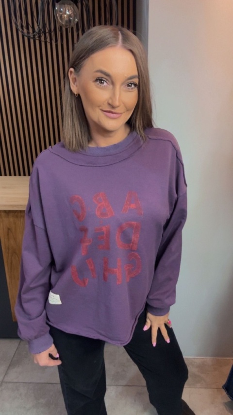 Bluza Oversize „Art Letters” - Fiolet