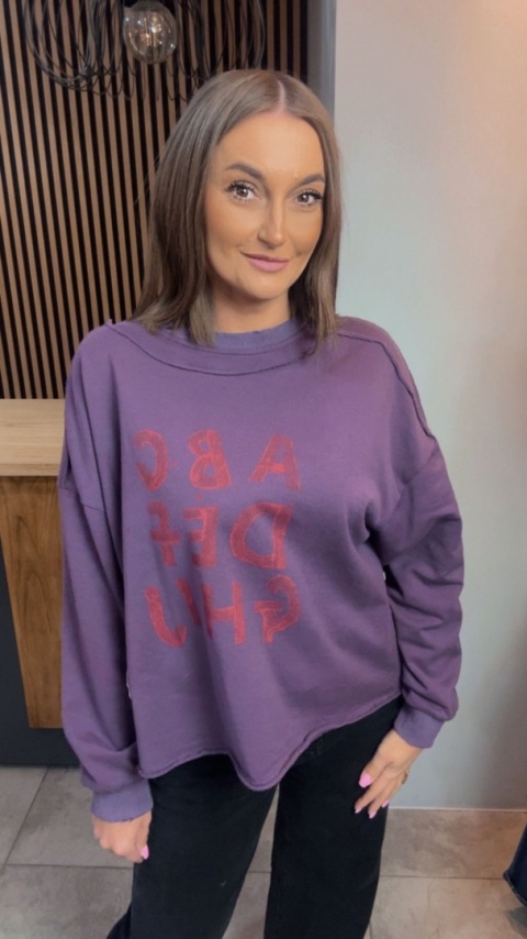 Bluza Oversize „Art Letters” - Fiolet