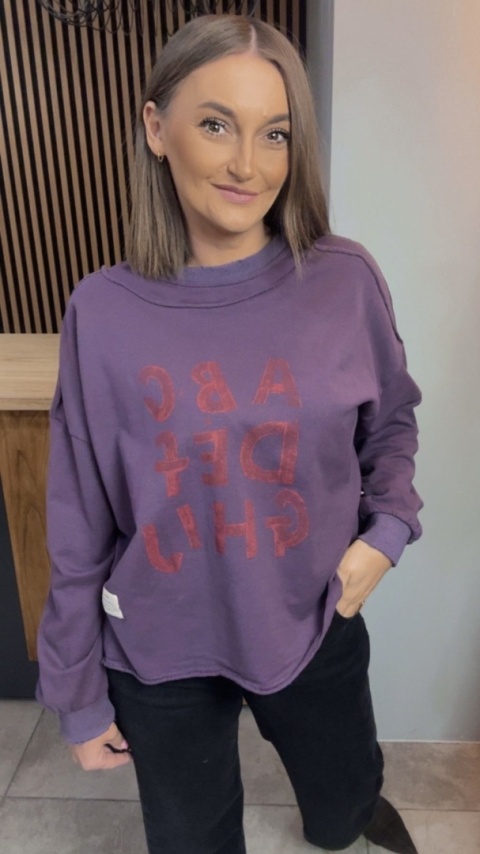Bluza Oversize „Art Letters” - Fiolet