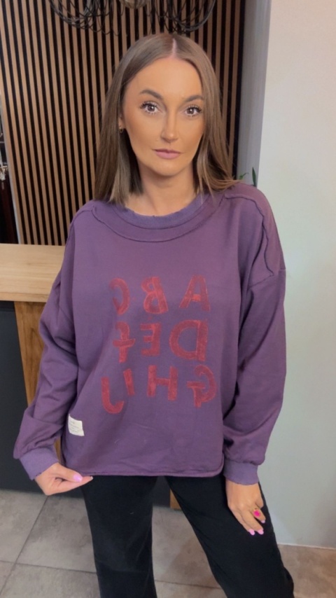 Bluza Oversize „Art Letters” - Fiolet
