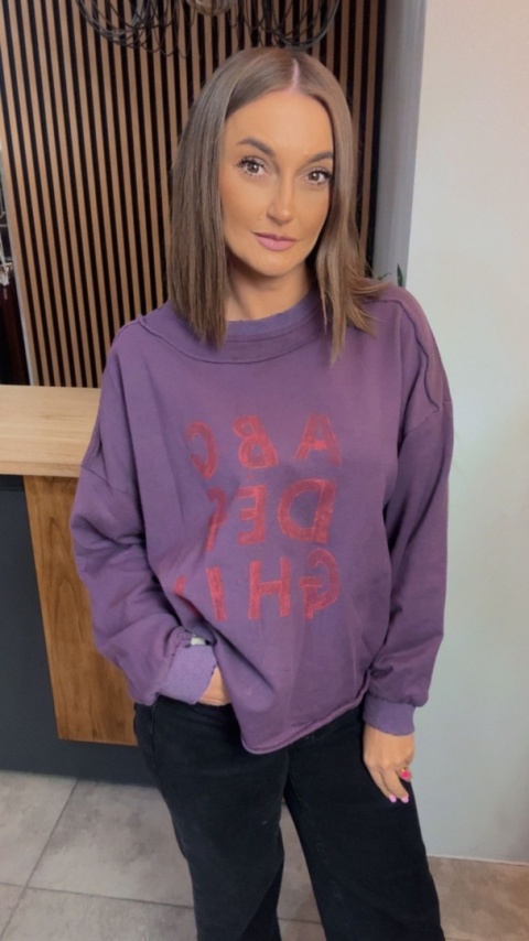 Bluza Oversize „Art Letters” - Fiolet