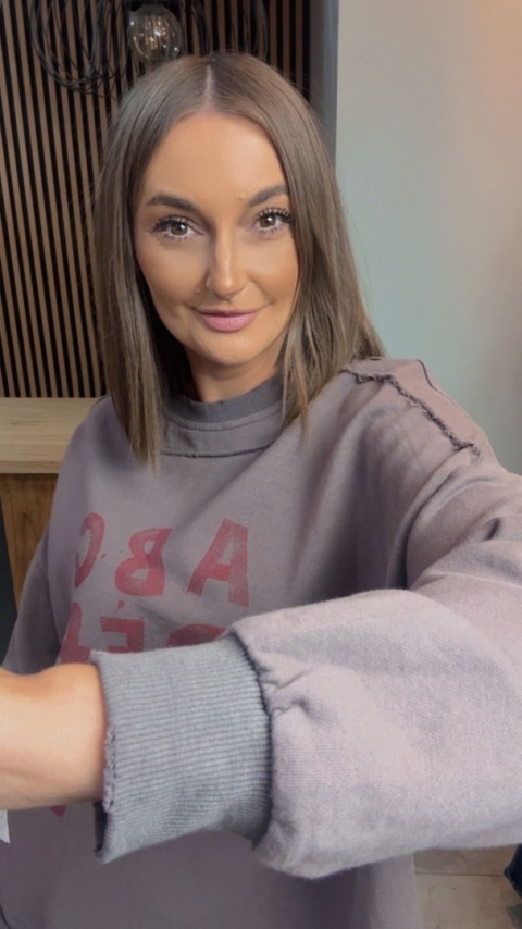 Bluza Oversize „Art Letters” - Taupe