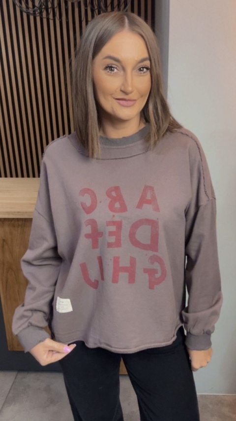 Bluza Oversize „Art Letters” - Taupe