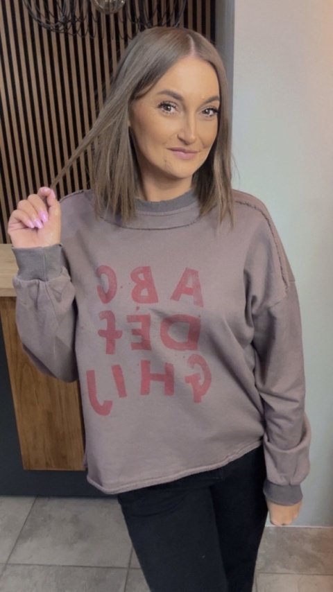 Bluza Oversize „Art Letters” - Taupe