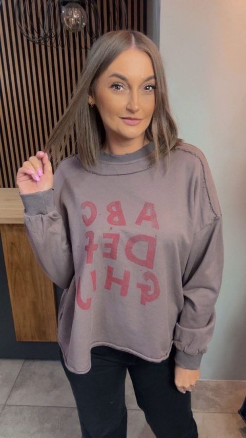 Bluza Oversize „Art Letters” - Taupe