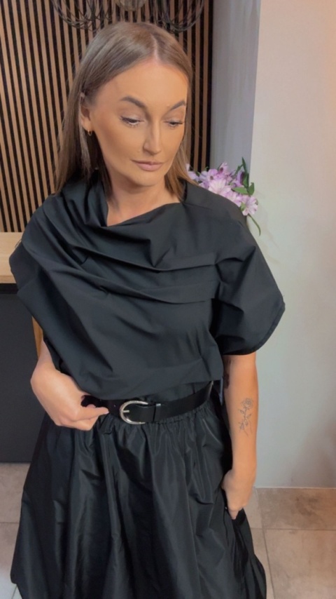 Bluzka Wendy Trendy 3D – czarna, z efektownym, warstwowym wykończeniem