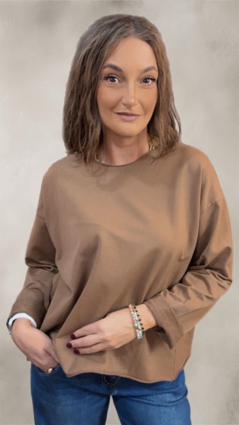 Bluzka surowa z długim rękawem Wendy Trendy - Cynamon