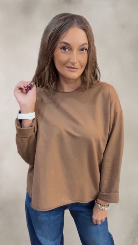 Bluzka surowa z długim rękawem Wendy Trendy - Cynamon