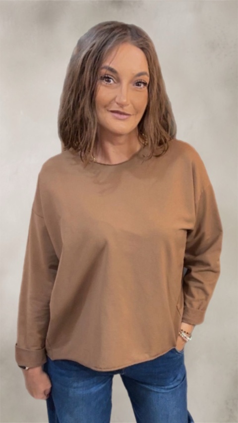 Bluzka surowa z długim rękawem Wendy Trendy - Cynamon