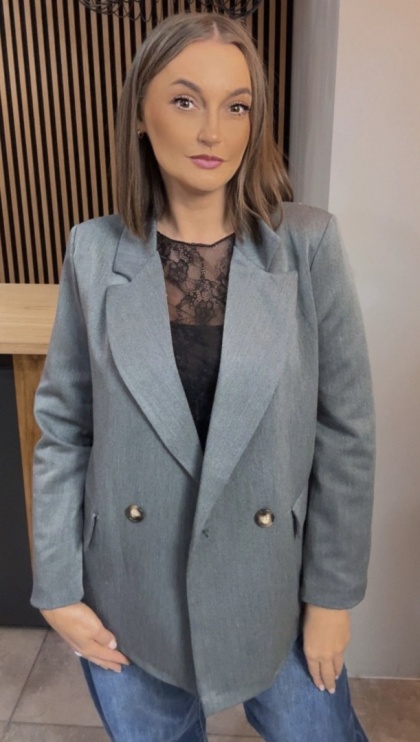 Elegancka Marynarka Dwurzędowa – Szara