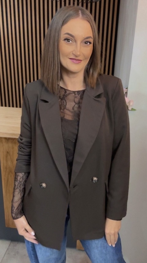 Elegancka Marynarka Dwurzędowa – Brązowa