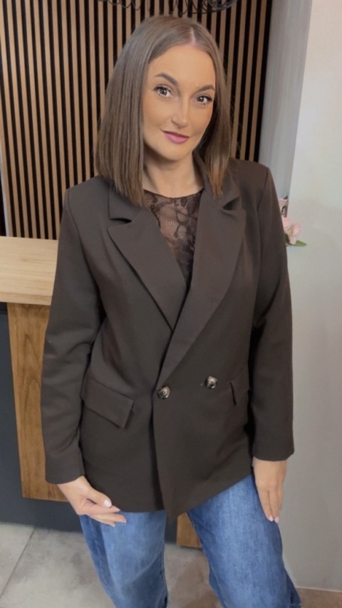 Elegancka Marynarka Dwurzędowa – Brązowa