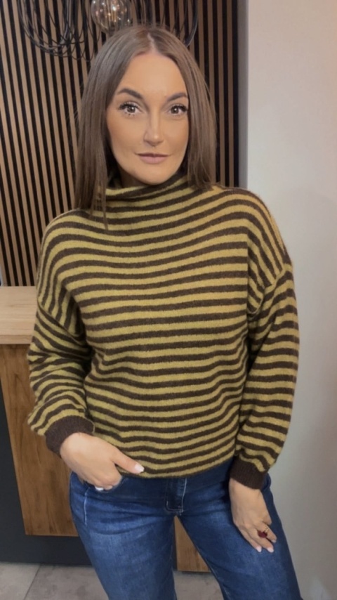 Półgolf w paski Made in Italy