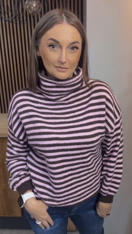 Półgolf w paski Made in Italy