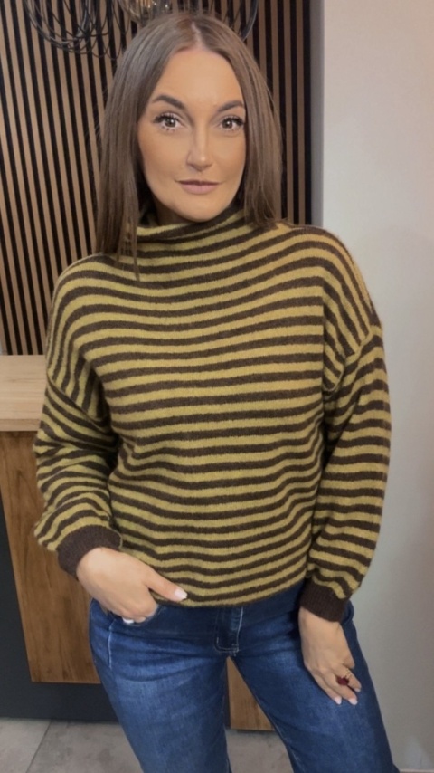 Półgolf w paski Made in Italy