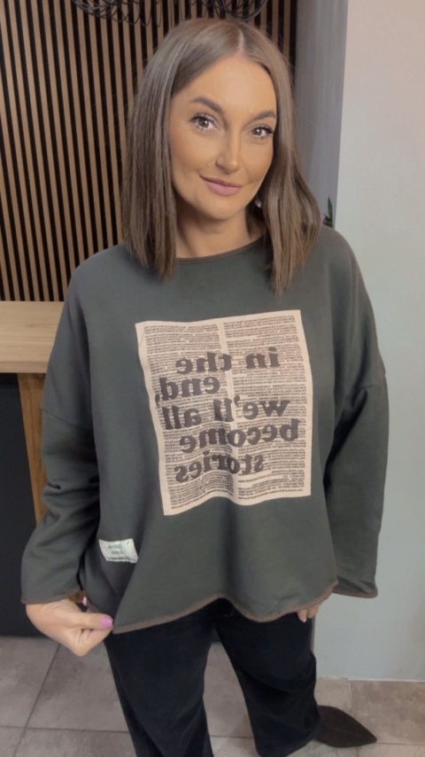 Bluza oversize z nadrukiem „In the end we’ll all become stories”