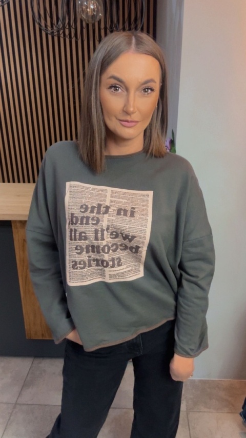 Bluza oversize z nadrukiem „In the end we’ll all become stories”