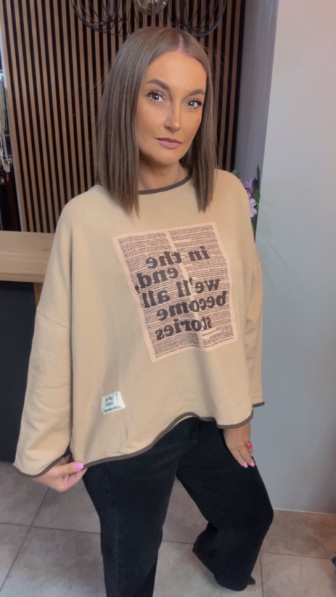 Bluza oversize z nadrukiem „In the end we’ll all become stories”