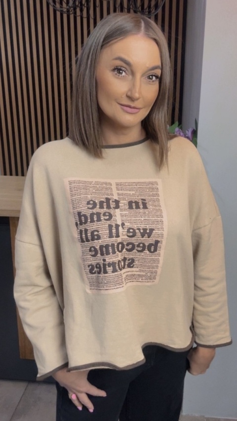 Bluza oversize z nadrukiem „In the end we’ll all become stories”