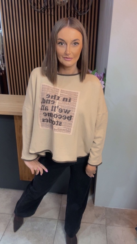 Bluza oversize z nadrukiem „In the end we’ll all become stories”