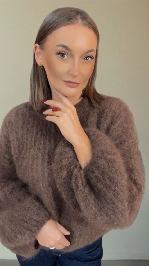 Sweter dzwonek z kid moheru - CXL Collection - Brązowy