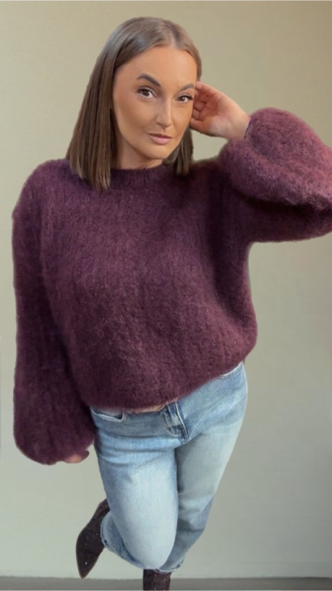 Sweter dzwonek z kid moheru - CXL Collection - Burgund