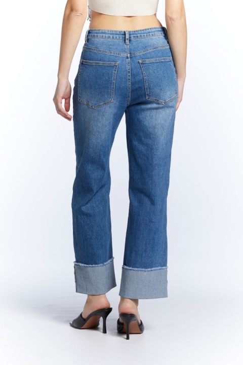 Jeansy 3Ddenim - 3D 1527 - szeroka nogawka & modny podwijany dół