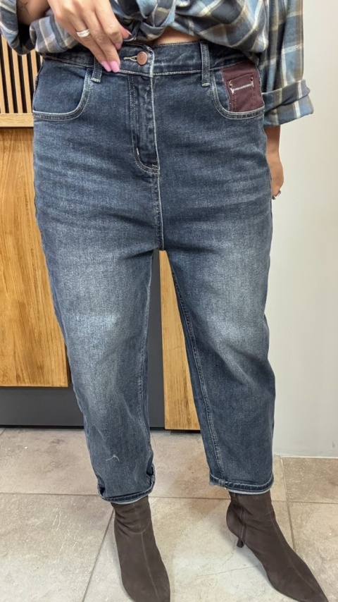 Jeansy premium Simple Plain z kontrastową kieszonką