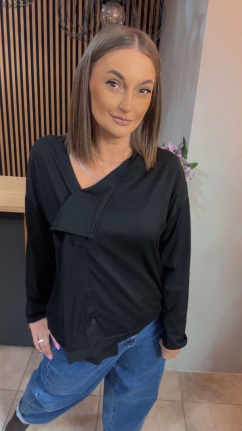 Kardigan asymetryczny Wendy Trendy - Czarny