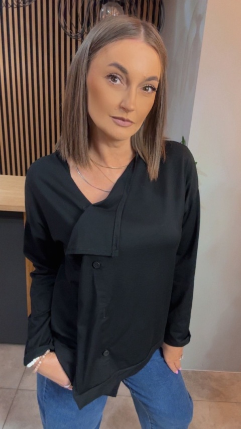 Kardigan asymetryczny Wendy Trendy - Czarny