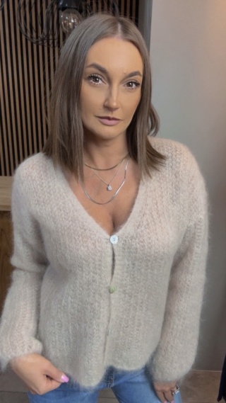 Kardigan z mieszanki moheru – Beżowy