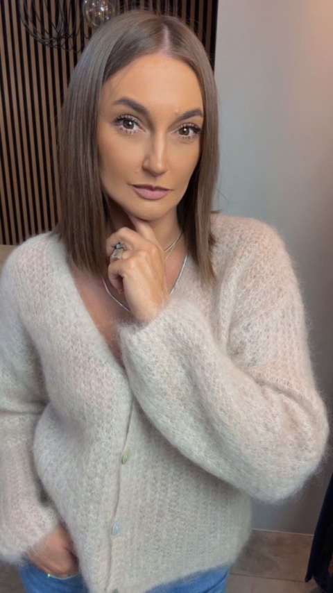 Kardigan z mieszanki moheru – Beżowy