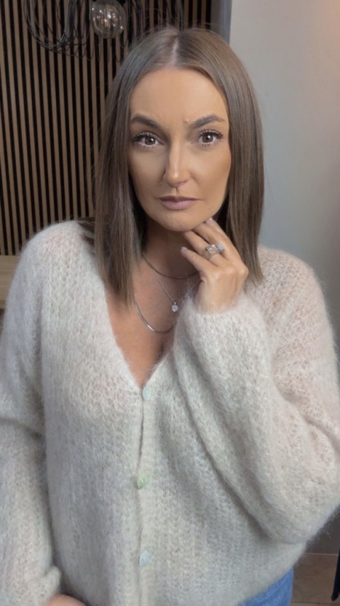 Kardigan z mieszanki moheru – Beżowy