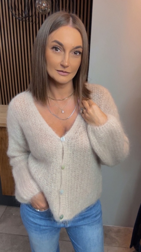 Kardigan z mieszanki moheru – Beżowy