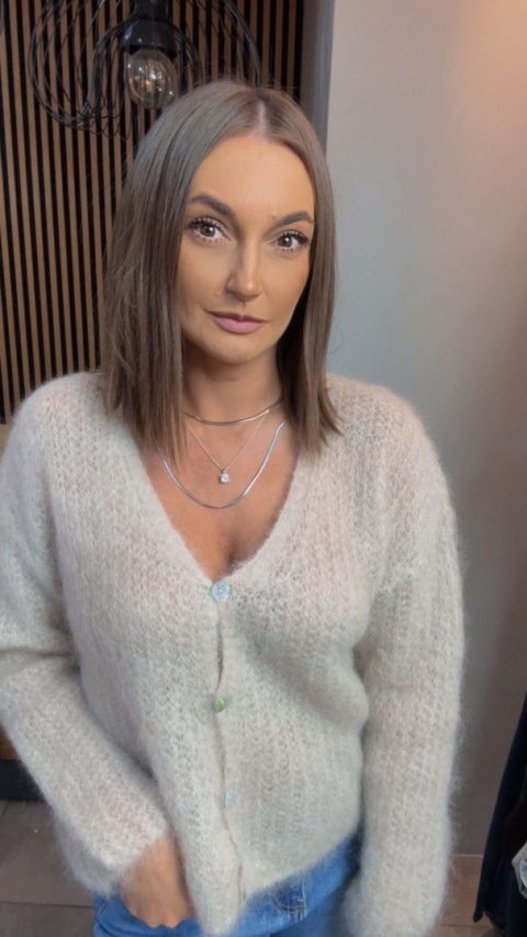 Kardigan z mieszanki moheru – Beżowy