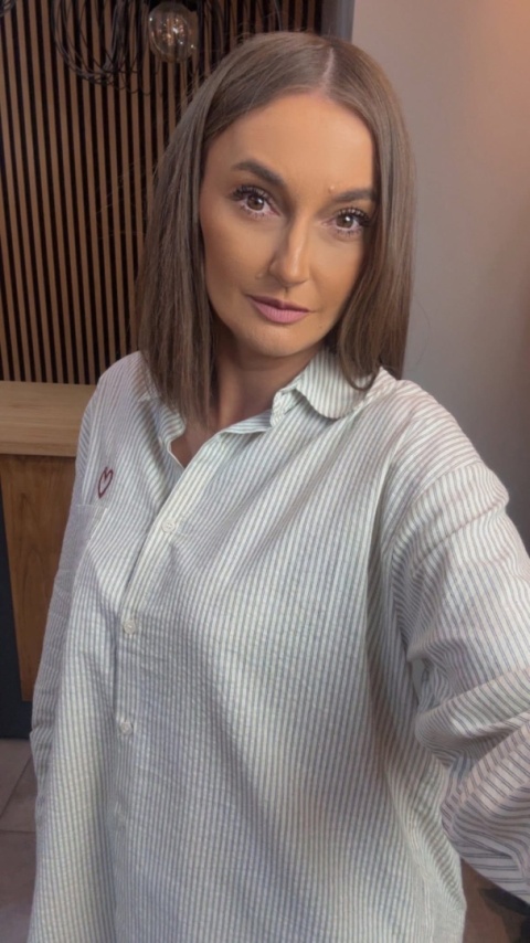 Koszula MOOM - paski z haftowanym sercem