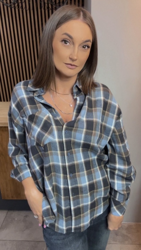 Koszula flanelowa w kratę – Niebieska