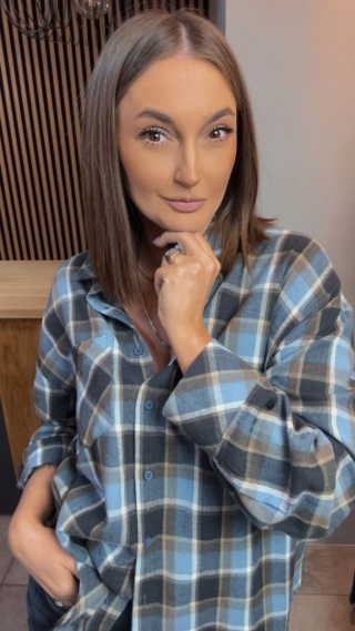 Koszula flanelowa w kratę - Niebieska