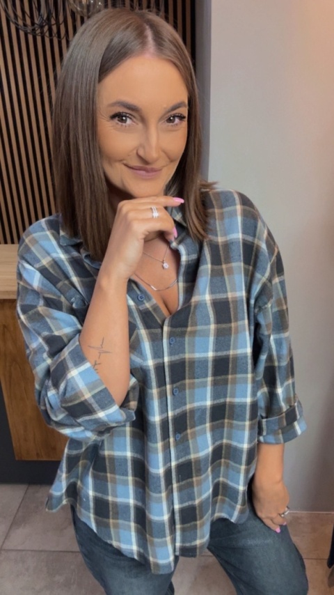 Koszula flanelowa w kratę – Niebieska