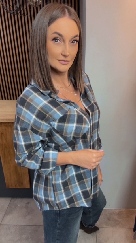 Koszula flanelowa w kratę – Niebieska