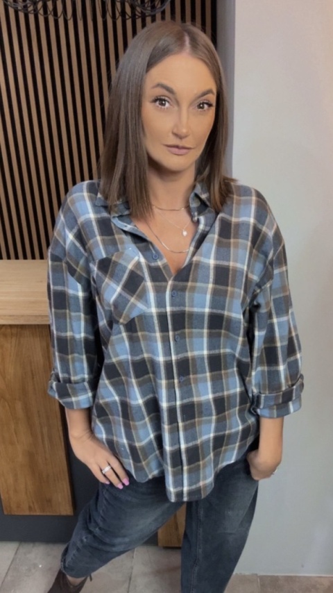 Koszula flanelowa w kratę – Niebieska