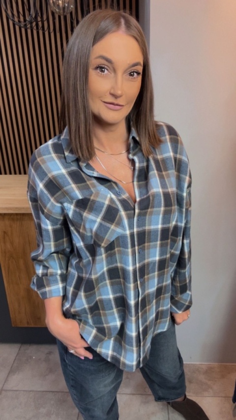 Koszula flanelowa w kratę – Niebieska