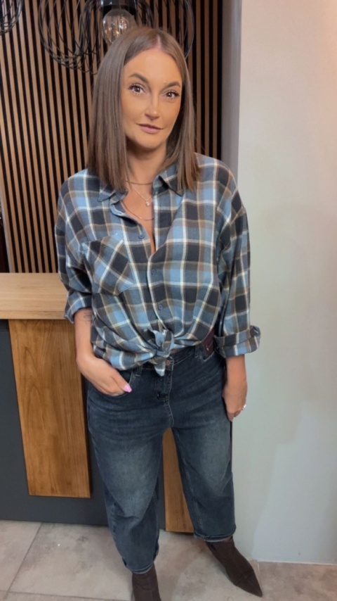 Koszula flanelowa w kratę – Niebieska